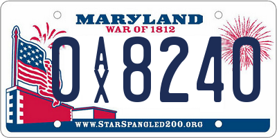 MD license plate 0AX8240