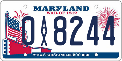 MD license plate 0AX8244