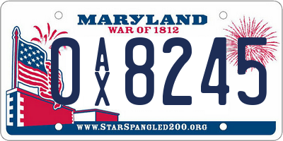 MD license plate 0AX8245