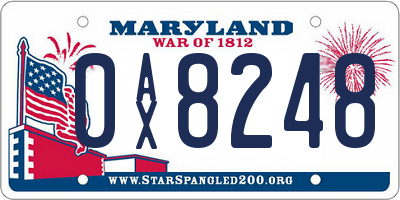MD license plate 0AX8248