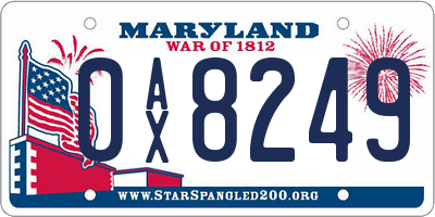 MD license plate 0AX8249