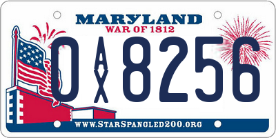MD license plate 0AX8256