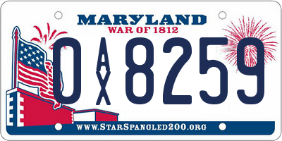 MD license plate 0AX8259