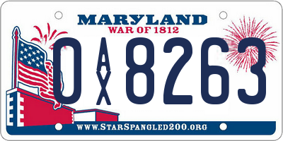 MD license plate 0AX8263