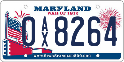 MD license plate 0AX8264
