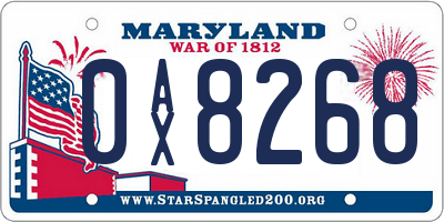 MD license plate 0AX8268