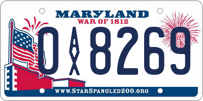 MD license plate 0AX8269