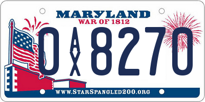 MD license plate 0AX8270