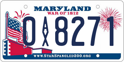 MD license plate 0AX8271