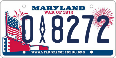 MD license plate 0AX8272