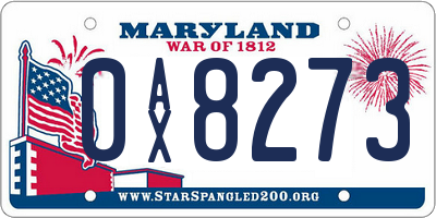 MD license plate 0AX8273
