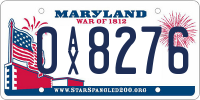 MD license plate 0AX8276