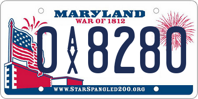 MD license plate 0AX8280