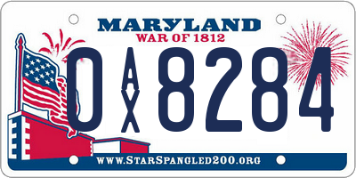 MD license plate 0AX8284