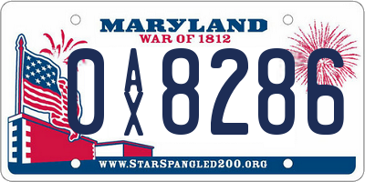 MD license plate 0AX8286