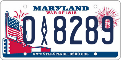 MD license plate 0AX8289