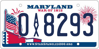MD license plate 0AX8293