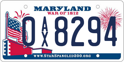 MD license plate 0AX8294