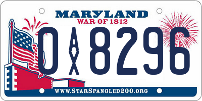 MD license plate 0AX8296