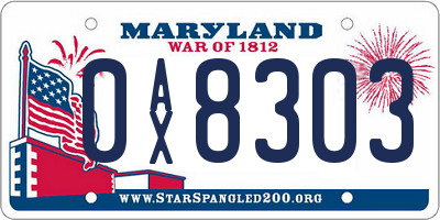 MD license plate 0AX8303
