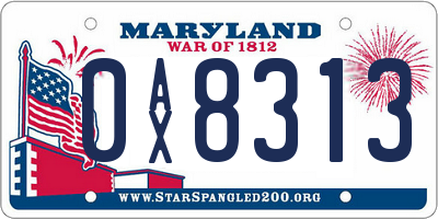 MD license plate 0AX8313