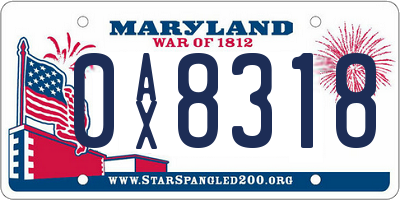 MD license plate 0AX8318