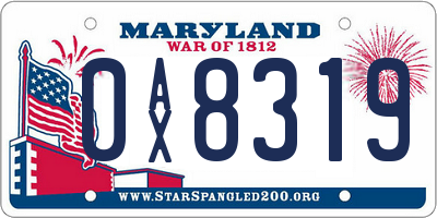 MD license plate 0AX8319