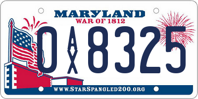 MD license plate 0AX8325