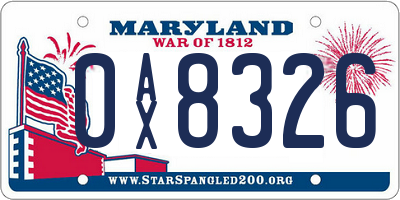 MD license plate 0AX8326