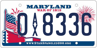 MD license plate 0AX8336