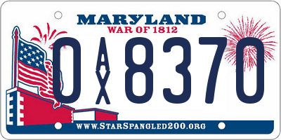 MD license plate 0AX8370