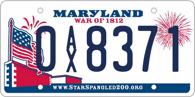 MD license plate 0AX8371