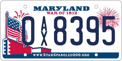 MD license plate 0AX8395