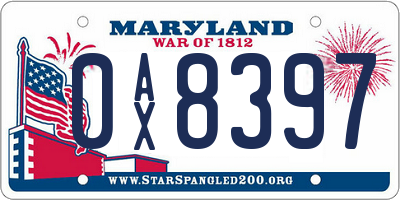 MD license plate 0AX8397