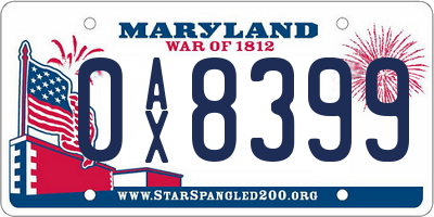 MD license plate 0AX8399