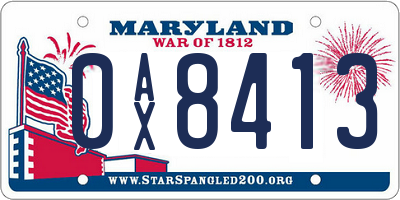 MD license plate 0AX8413
