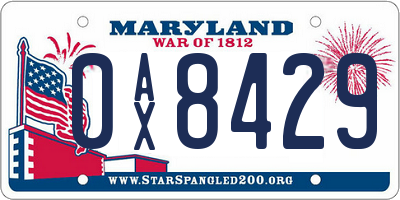 MD license plate 0AX8429