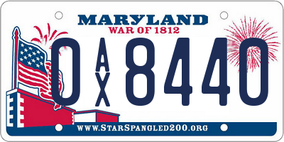MD license plate 0AX8440