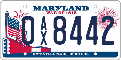 MD license plate 0AX8442
