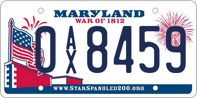 MD license plate 0AX8459