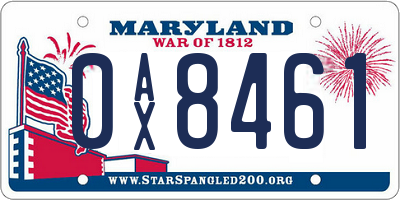 MD license plate 0AX8461