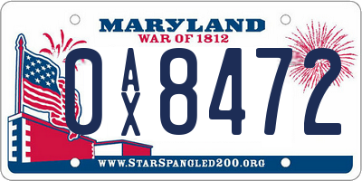 MD license plate 0AX8472