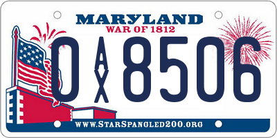MD license plate 0AX8506