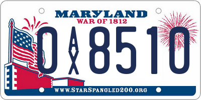 MD license plate 0AX8510