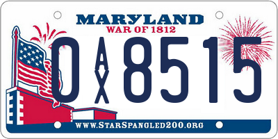 MD license plate 0AX8515