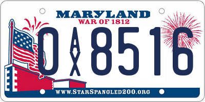 MD license plate 0AX8516
