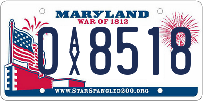 MD license plate 0AX8518