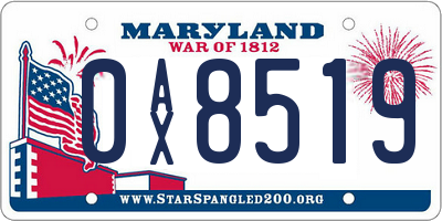 MD license plate 0AX8519