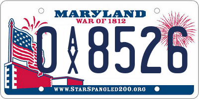 MD license plate 0AX8526