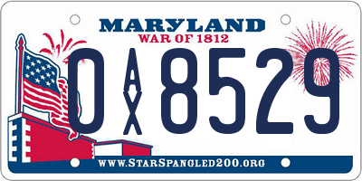 MD license plate 0AX8529